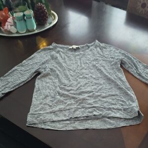 LOFT Gray Striped Blouse